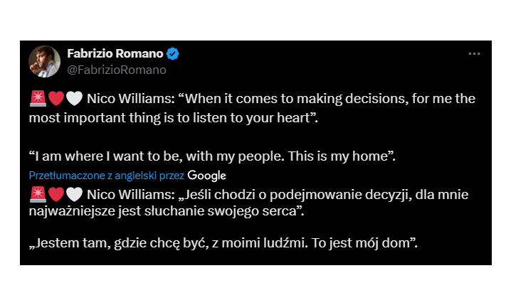 SŁOWA Nico Williamsa po PRZEDŁUŻENIU UMOWY w Bilbao :D